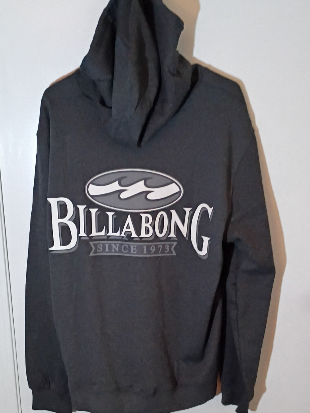 Billabong Men's Dark Gray Zip-Up Hoodie with White Logo
